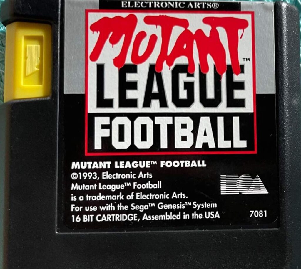 Sega Genesis Yellow Tab Cartridge. Mutant League Football