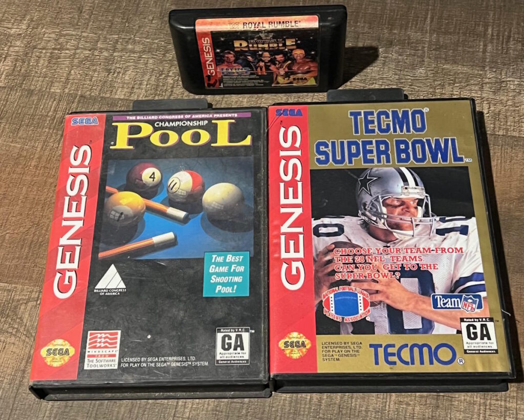 Tecmo Super Bowl Sega Genesis box and Championship Pool